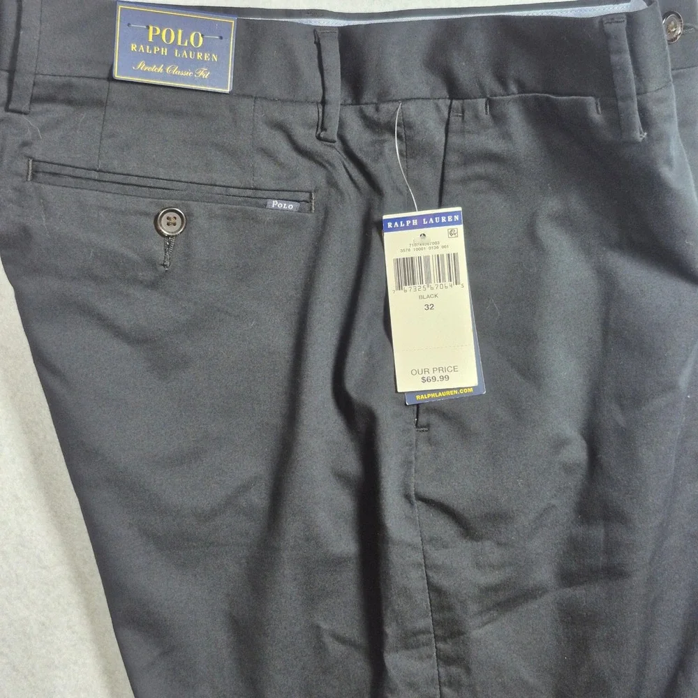 NWT Polo Ralph Lauren Shorts Mens 32 Black Stretch Classic Fit Chino